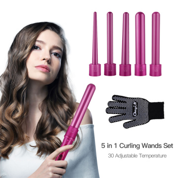 5 in 1 Ceramic Hair Curler 9-32mm Roller Curling Wand Styling Tool Professional Hair Curling Iron Electric Hair waver With Glove