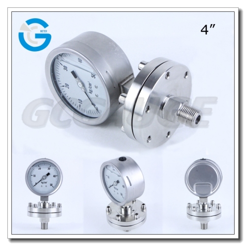 High quality 4 inch all stainless steel oil filled diaphram pressure gauge for corrosive gases