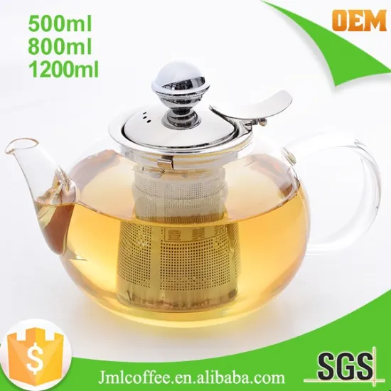 glass teapot glass and stainless steel teapot,500ml,800ml,1200ml