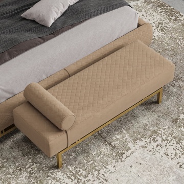 Luxe gouden metalen benen slaapkamer ottomaanse ontlasting met bank