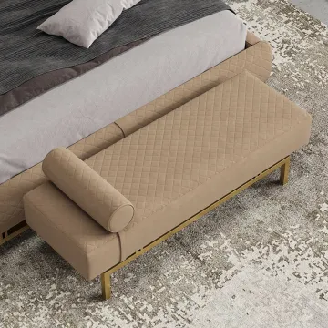 Luxury Gold Metal Legs Bedroom Ottoman Stool with Bench
