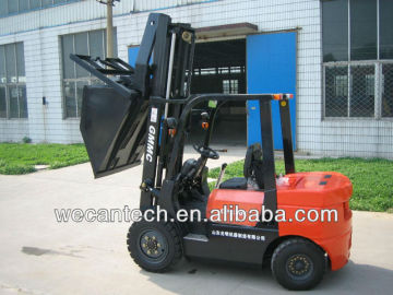 Forklift hinged fork and bucket; tilt bucket