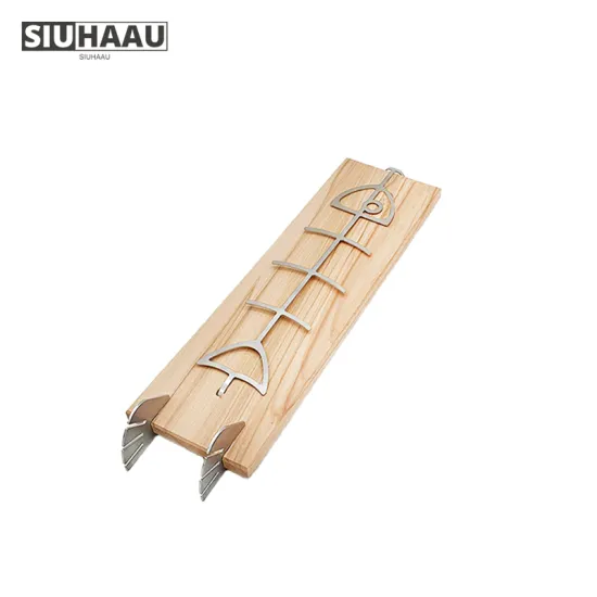 New Design Outdoor Stainless Steel BBQ Accessories Tool Grilling Wooden Plank for Fish