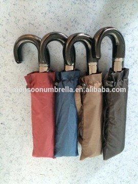 3fold auto open umbrella windproof frame curved handle