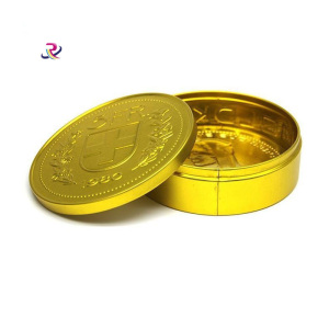 Gold Small Snus Coin Round Tin Box