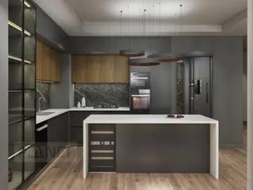 Black modern philippines island mdf kitchen cabinets