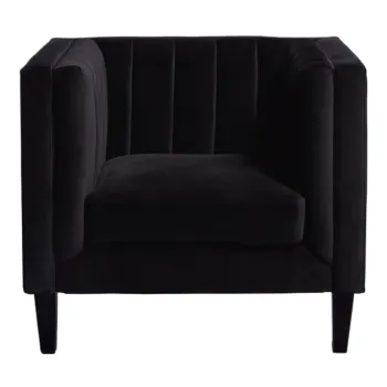 Modern Wooden Legged Black Velvet Armchair and Sofa for Weddings and High-Quality Home Décor