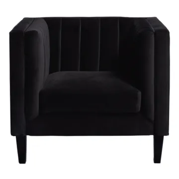 Modern Wooden Legged Black Velvet Armchair and Sofa for Weddings and High-Quality Home Décor