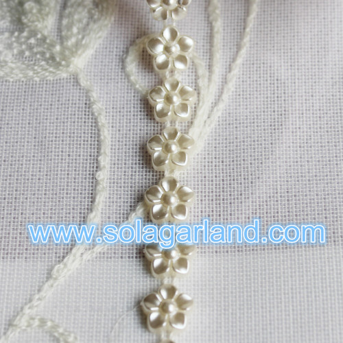 11MM Flower Shape 10Yard/Roll Plastic Pearl Bead Chain Trim