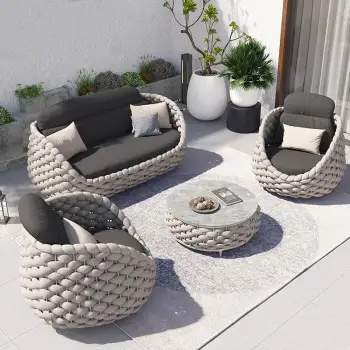 Modern Rope Woven Outdoor Garden Sofa Set with Cushion