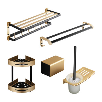 Goldene Messingbadezimmer -Hardware Luxus 5 -teiliges Set