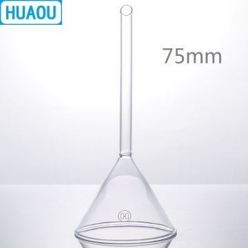 HUAOU 75mm Funnel Long Stem 60 Degree Angle Borosilicate 3.3 Glass Laboratory Chemistry Equipment