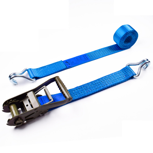 2" 6000kgs 50mm Heavy Duty Ratchet Buckle Tie Down Blue Straps With 2 Inch Double J Hooks