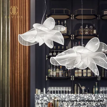 Modern unique design style white twine chandelier & pendant light for living room