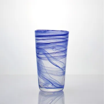 Sublimation Blue Colored Cloudy Pinto Drinking Glass Cup