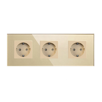 EU Electrical Sockets: 16A 250V Wall Socket with Glass Panel - Triple Wall Plug for Home Improvement