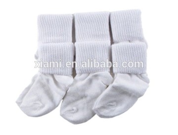 high quality 100% cotton custom make pure white fancy baby socks
