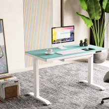 48 inch Black Touchscreen Controller White Glass Standing Desk Height Adjustable Desk With Drawer