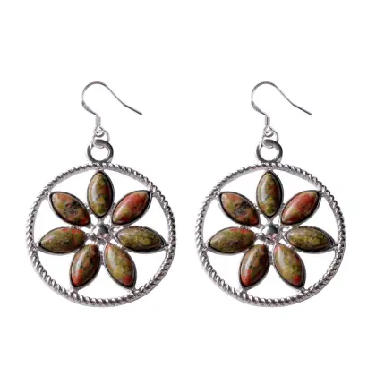 Natural Unakite Chips Life of Flower Pendant