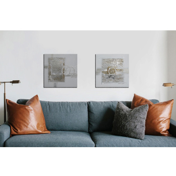 Metallic Abstract Wall Art Geometric Decor Oil Painting