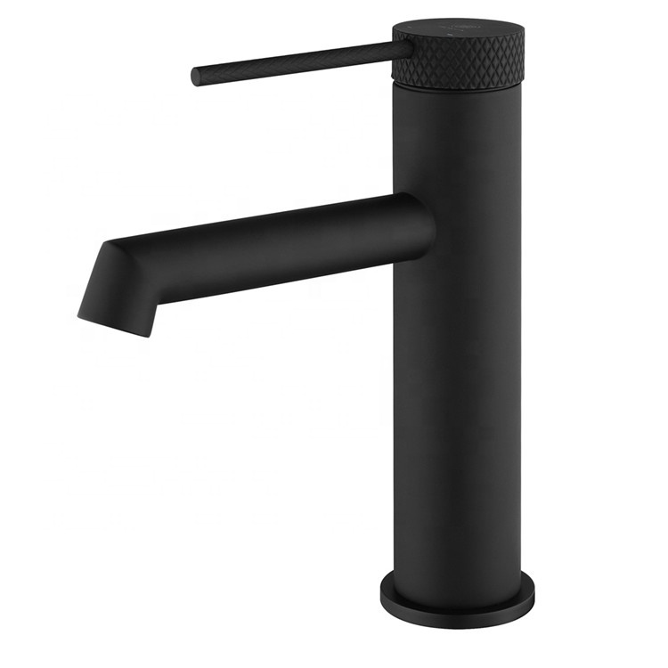 Modern Single Handle Matte Black Brass Bathroom Taps Wash Basin Mixer Faucet For Hign Level Hotel