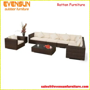 Modern Leisure Sectional Wicker Sofa Set Poly Rattan Garden Furniture