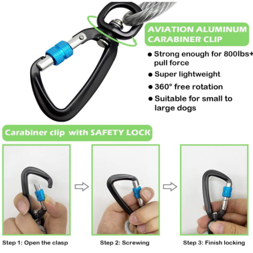 Extra Solid Dog Tie Out Cable with Spring