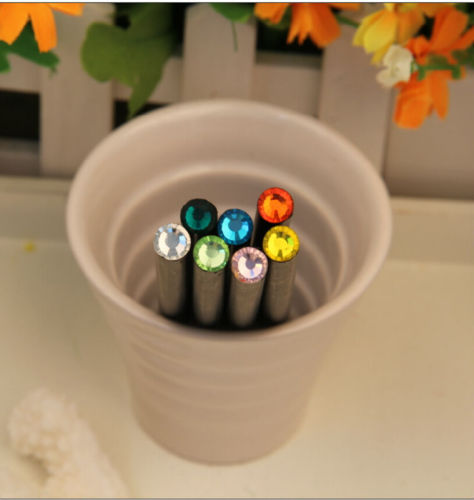 round black wooden HB pencil/acrylic diamonds pencil /blister paper card/Wooden hb pencil