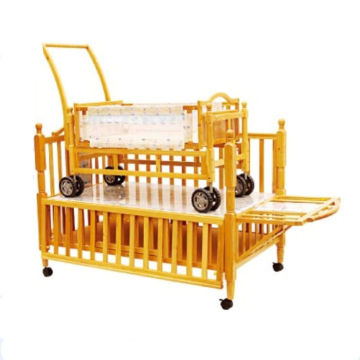 Adjustable Wooden Baby Cot Bed Cribs With Small Cradle Inside
