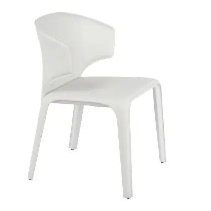 Hola white leather armrest dining chairs