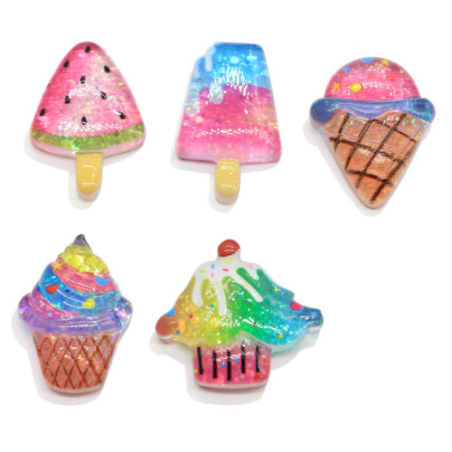 Glitter Fruit Watermelon Popsicle Flatback Resin Craft Simulation Sweet Ice Candy Summer Food for Hair Clip Ornament