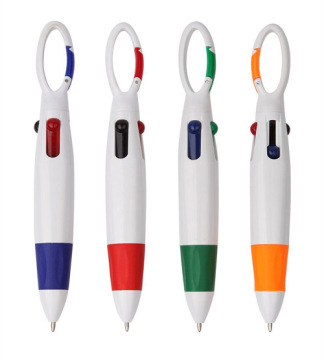 4 color ball pen with carabiner