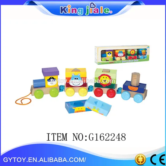 High quality cheap custom educational wooden toy colorful train for kids
