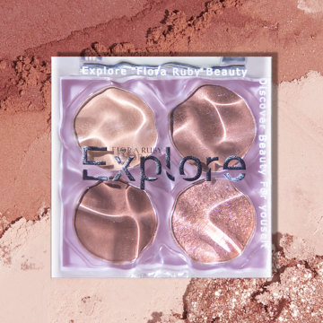 Flora Ruby 4 Farben Koreaner Mini Glitzer Schimmer Veganer rosa Lidschattenpalette