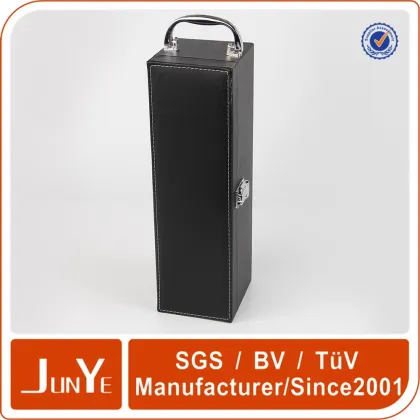 high end black leather one bottle wine packaging box