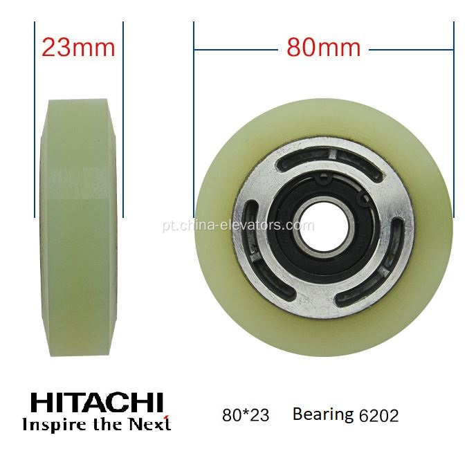 Rolo escalonado de 80 mm 80*23*6202 para escadas rolantes Hitachi