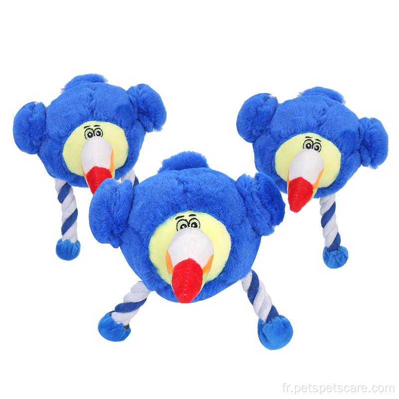 Vente chaude de jouets en peluche bleus résistant aux morsures de dentition
