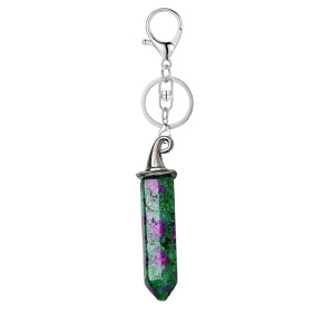 Ruby zoisite Hexagonal Prism GunBlack Wizard Cap Pendant Keychain