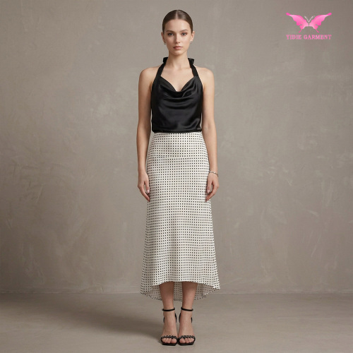 Gonna longuette elegante a pois