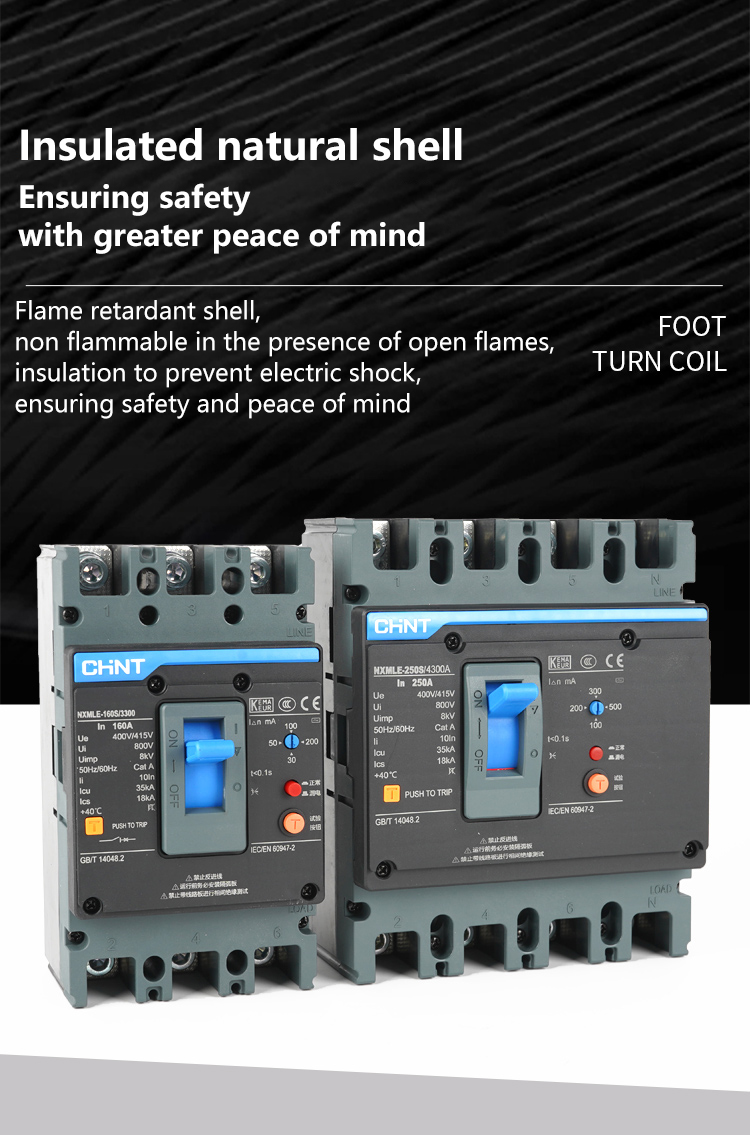 Rcbo Chint Nxmle Series 3p 125a เบรกเกอร์วงจรปัจจุบันที่เหลือ 63a ...