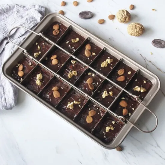 Golden Carbon Steel Brownie Cake Pan with Divider - Metal Bakeware Mold