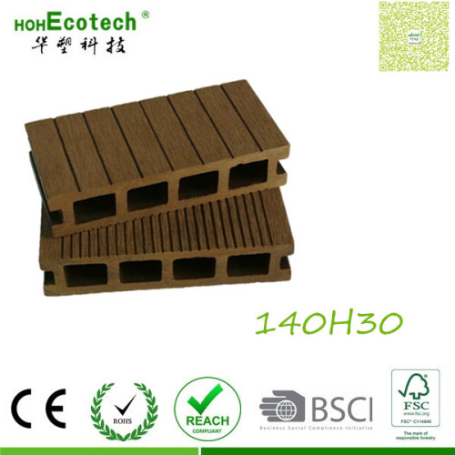 Grooved eco decking hollow wood slotted exterior wpc decking