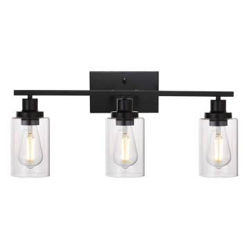 LOHAS E26 3-Light Industrial American Retro Glass Wall Lamp for Bedroom