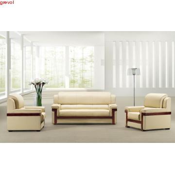 Beige Sofa with Materials of Leather and Wood ffice sofa suite