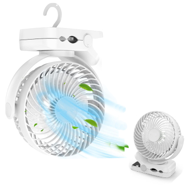3 Speeds 4000mAh Cooling Clip Fan with LED Night Lights for Treadmill and Office