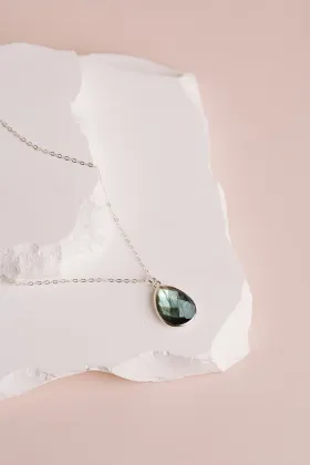 Labradorite Necklace Grey Natural Gemstone Jewelry Necklace