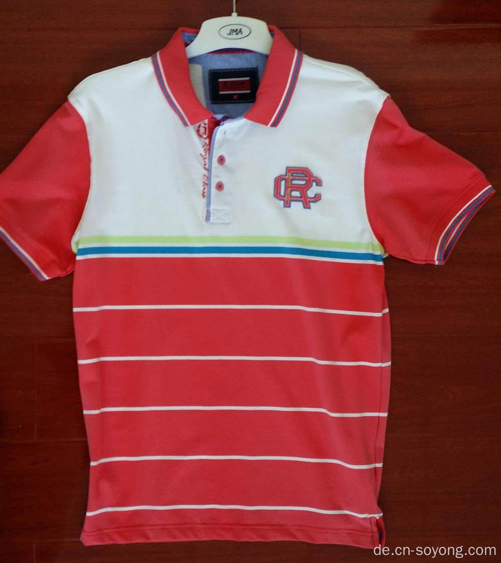 Garngefärbte Kurzarm-Poloshirts mit klassischer Passform