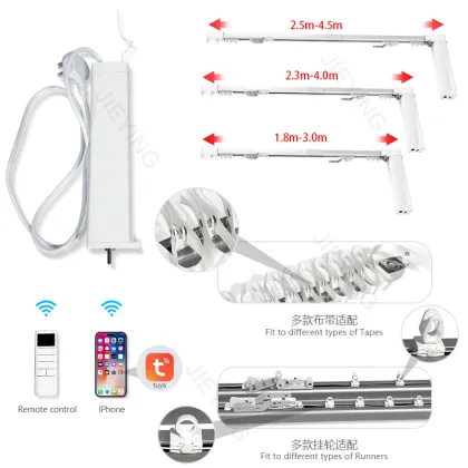 Jieying Modern WiFi Electric Aluminum Silent Extendable Ceiling Smart Curtain Rail Track