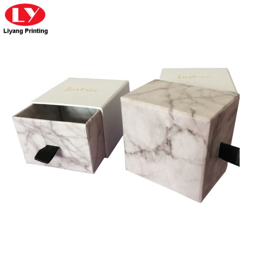 Custom Print Drawer White Marble Jewelry Box