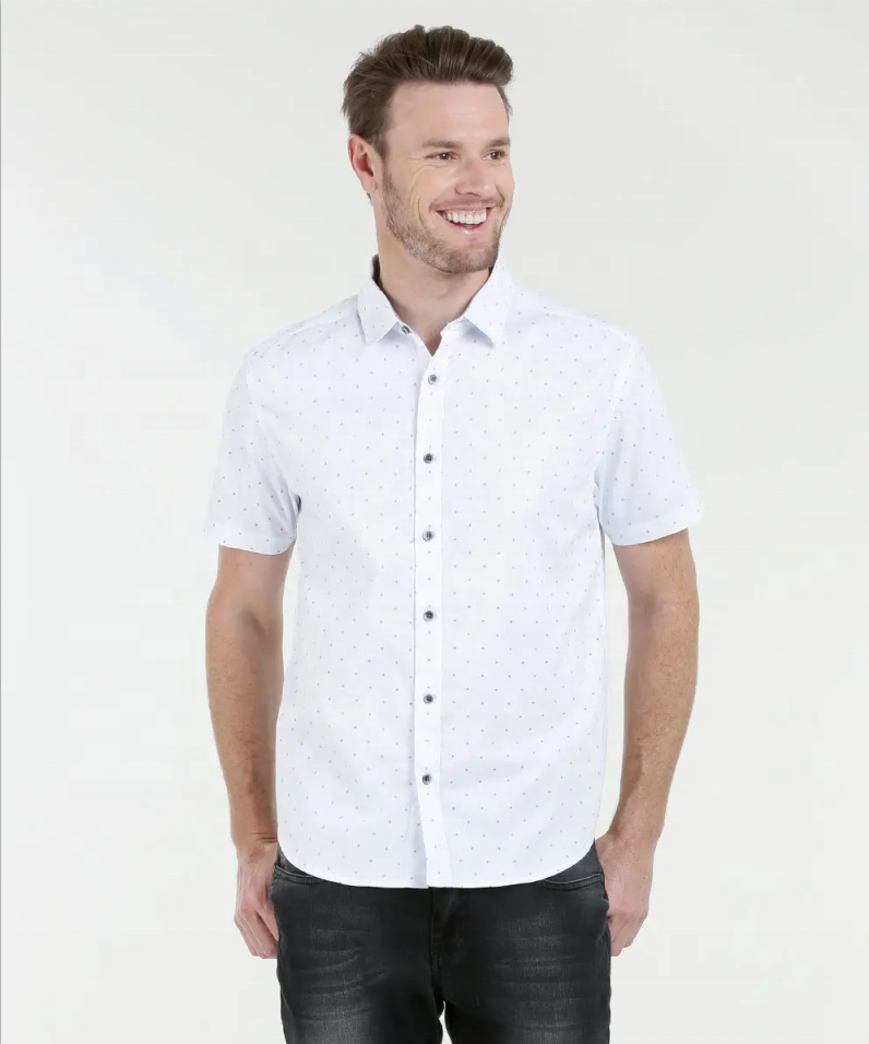 Camisa casual ecológica 100% de los hombres del vestido de la impresión del algodón